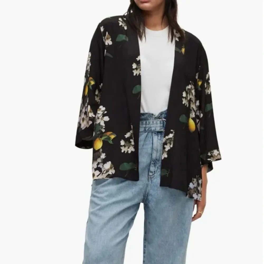 All Saints lightweight lemon 🍋 print half kimono/pool coverup! ☀️ - Picture 2 of 6